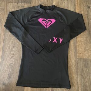 Roxy Black Rash Guard with Pink Accents